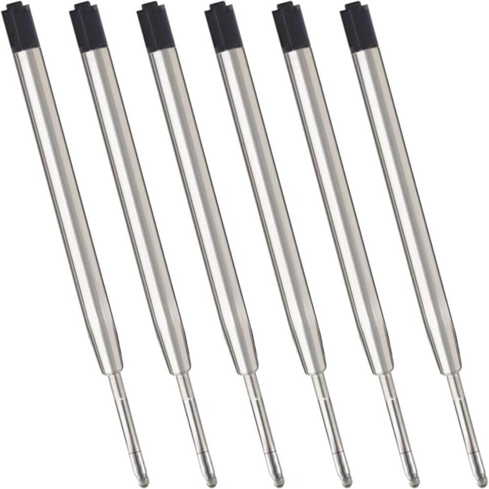 Black Ink Refills 6pcs, Replaceable Ballpoint Pen Refills, 1mm Medium Tip - Blac